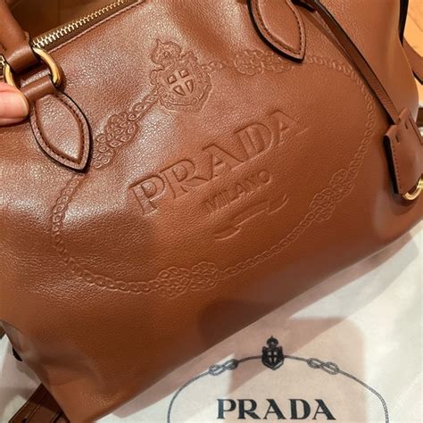 Prada Borsa A Mano Leather Glace Calf Satchel 